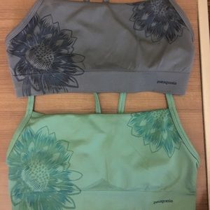 Lot 2 Patagonia bra NWOT blue flower teal Medium M